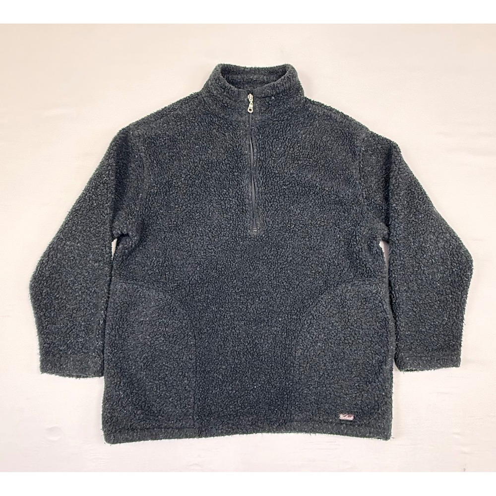 Woolrich Men's M Sherpa Fleece Quarter Zip Pullover‎ Charcoal Grey Made in USA